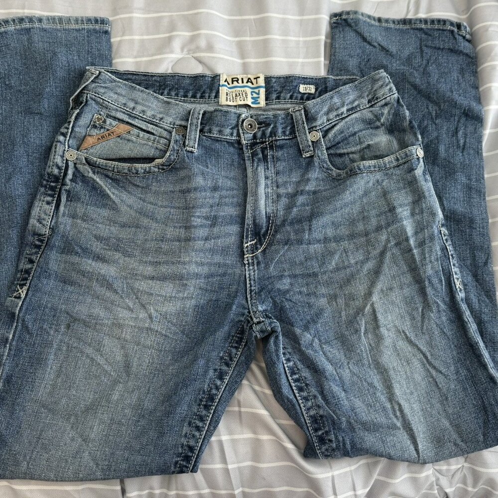 Ariat Jeans Mens 33X32 Blue M2 Relaxed Boot Cut Denim Western Rodeo Cowboy